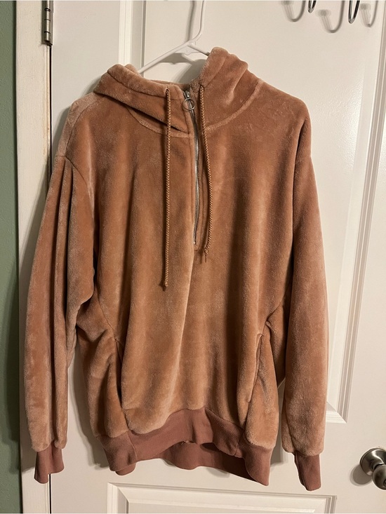 Express Tops - Express Plush Half-Zip Hoodie in Blush